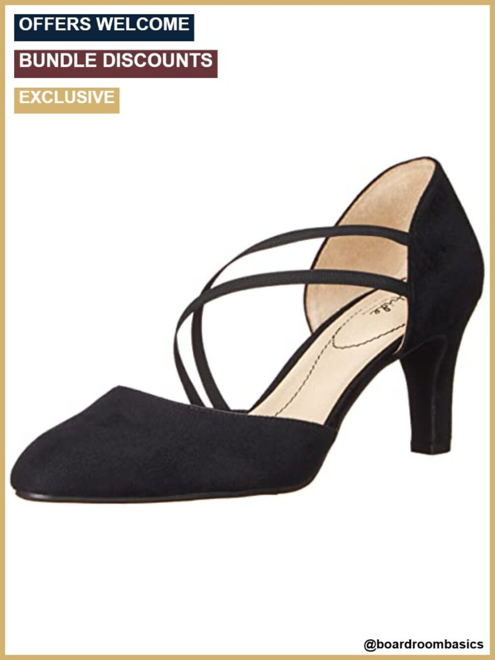 Eco-Microsuede Almond Toe Pump with Stretch Gore Straps
